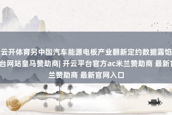 云开体育另中国汽车能源电板产业翻新定约数据露馅-开云平台网站皇马赞助商| 开云平台官方ac米兰赞助商 最新官网入口